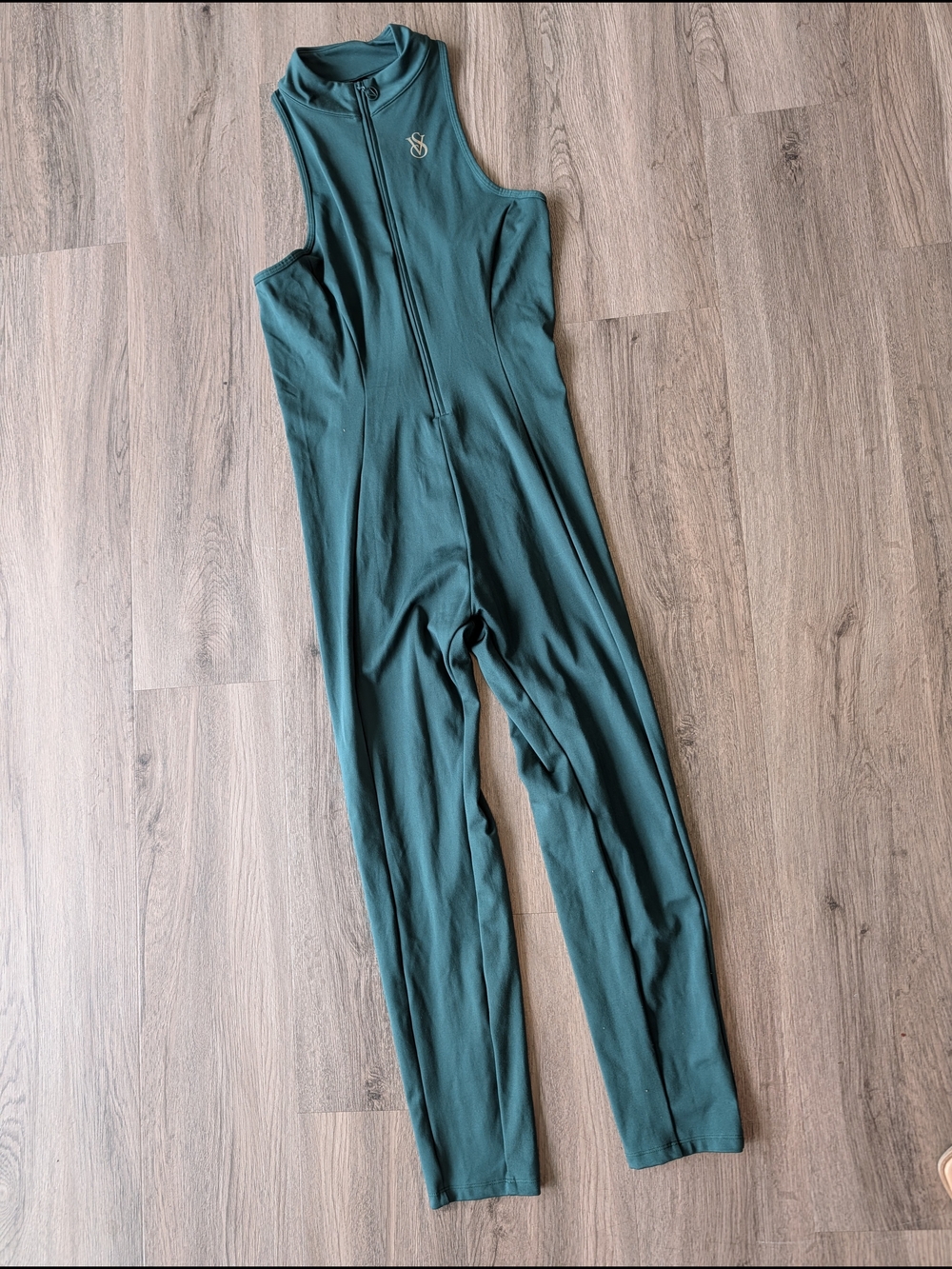 Victoria's Secret Flow Point Dark Teal Sleeveless FitnessJumpsuit with Front Zip